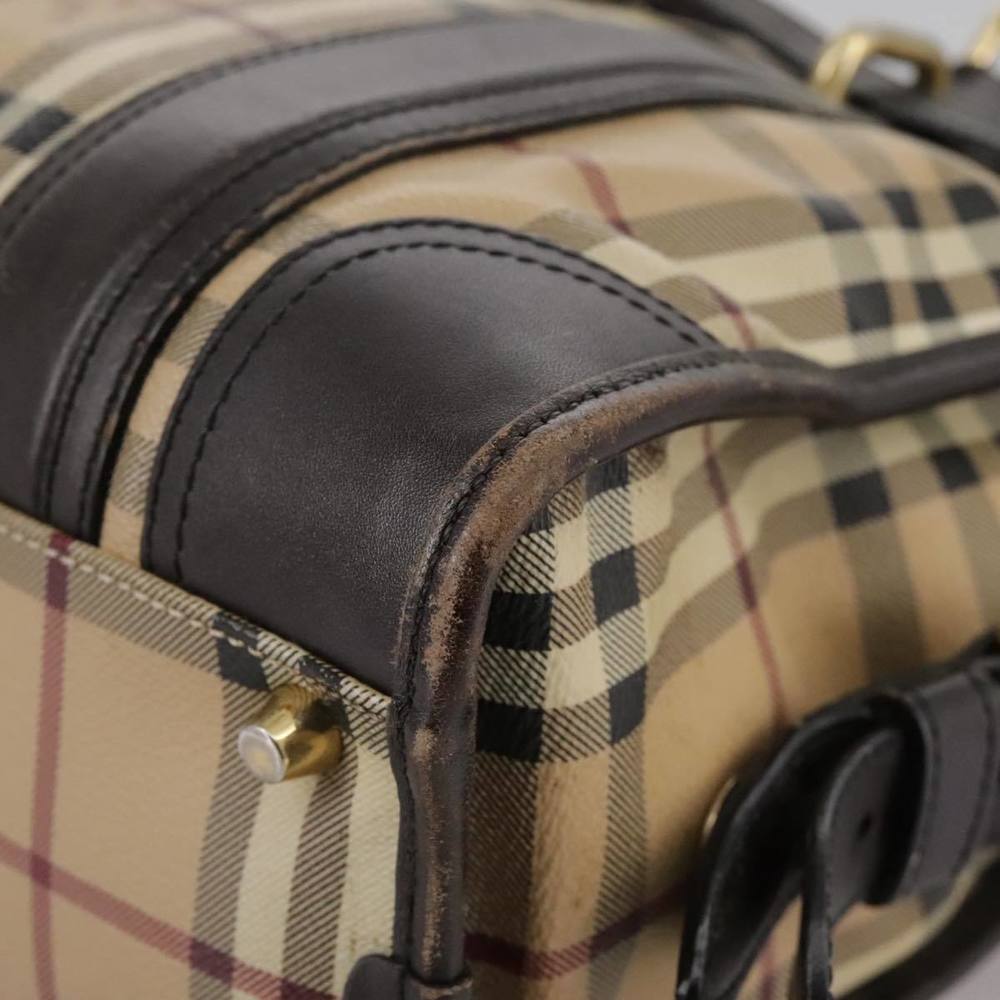 BURBERRY Nova Check Hand Bag PVC Leather 2way Beige Auth 105764 - Picture 14 of 16